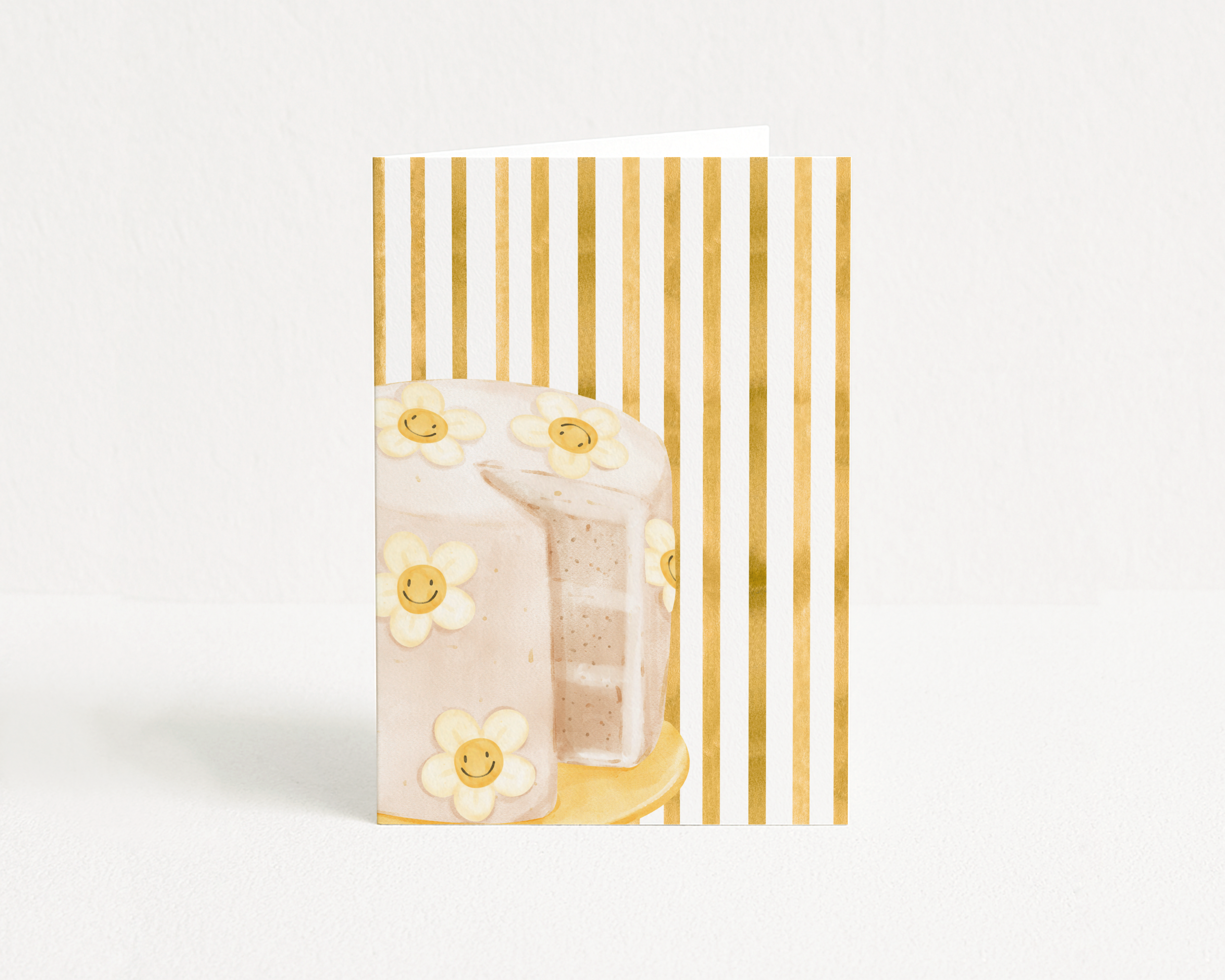 Floral Happy Birthday Cake - Greeting Card