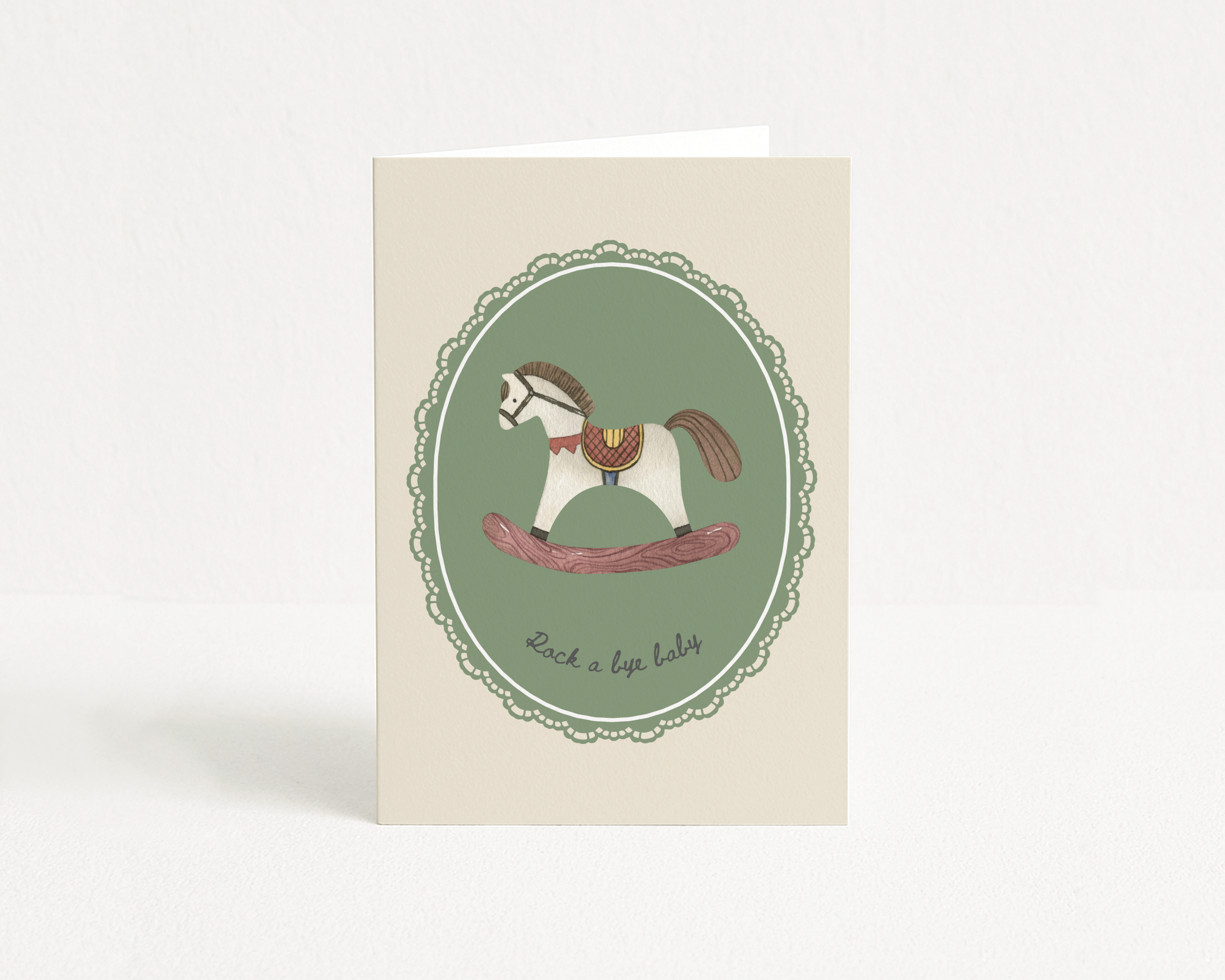 Rocking Horse (Green) - Greeting Card
